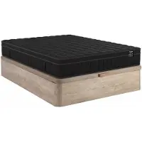 Vente-unique Set matras en lattenbodem 160 x 200 cm - Hybride matras met pocketveren 7 zones, vormgeheugenschuim en zwarte tijk dikte 25 cm - Natuurlijk licht - Met opbergruimte - YSMÉE TOLCA
