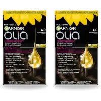 Garnier 2 x - Olia 4 - Haarkleuring - Middenbruin - Zonder Ammoniak - 60% Olie - Permanente Kleur - Voordeelverpakking - 2 stuks