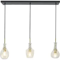 Olucia - DANNY - Hanglamp - Transparant / Zwart - 3L - Vorm: Rechthoek