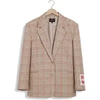 Alix The Label Dames Blazers Ladies Woven Oversized Check Blazer - Beige - Maat S