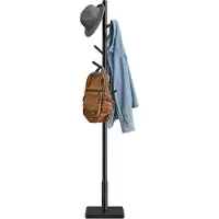Hoppa! Kapstok - Inkt Zwart - Rubberhout, MDF - 30 x 30 x 176 cm (B x D x H)