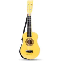 Woet Houten Speelgoedgitaar met Draagriem - Geel - Speelgoedinstrument - Mijn eerste Gitaar Inclusief Muziekboekje - Speelgitaar voor Kinderen - Vanaf 3 Jaar