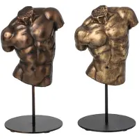J-Line Mannenbuste - polyresin - brons/goud - assortiment van 2
