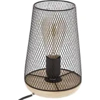 Atmosphera Zely Tafellamp - Zwart Metaal&Hout, 24 cm