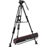 Manfrotto 502X Fluid Video Head with Aluminium Twin leg tripod MS