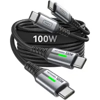 Iniu USB-C kabel, 1 meter + 1 meter, 100W PD snellaadkabel, USB-C naar USB-C