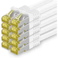 1aTTack.de Netwerkkabel Cat.7, 10 meter, wit, 10 stuks. Cat7 Ethernetkabel, netwerk, LAN