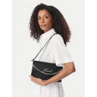 Karl Lagerfeld Dames Zwarte Signature Flap tas (OSFA), Casual, Klassiek, Leer B4W30064