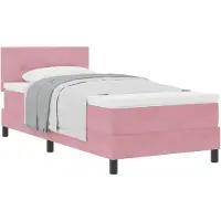 vidaXL - Boxspring - bed - met - hoofdeinde - Roze - 90 - x - 190 - cm - Fluweel