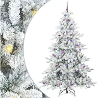 vidaXL Kunstmatige Hinged Kerstboom Wit 240 cm PVC en Staal