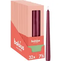 Bolsius - Glanzende dinerkaarsen - 32 stuks - Rood - 24,5 cm - 7 branduren