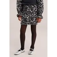 We fashion korte rok met panterprint - grijs/ecru Meisjes Polyester Panterprint - maat 158/164