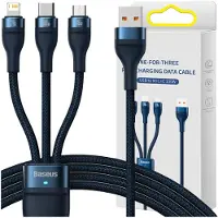Baseus - Flash - Series-kabel USB - USB Type C / Lightning / micro-USB - 100 - W - 1,2 - m - blauw - (CASS030003)