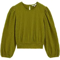 We fashion blousetop - olijfgroen Meisjes Polyester Ronde hals Effen - maat 110/116