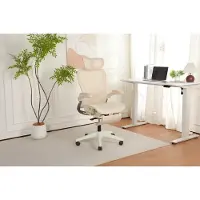 STILVORA Bureaustoel 102-129 cm - Ergonomisch Klapbaar - 3D Hoofdsteun & Lendensteun - Voor Werk, Studie En Spel - Netstof Crème