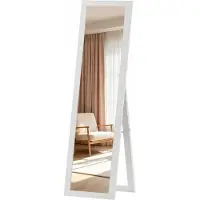 HOMCOM Volledige lengte spiegel MDF, gehard glas 37L x 3,8B x 157H cm Wit