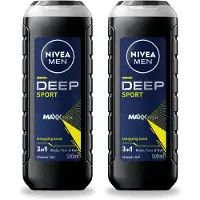 Nivea 2 x MEN - Douchegel - Deep Sport - 500 ml - Voordeelverpakking - 2 stuks