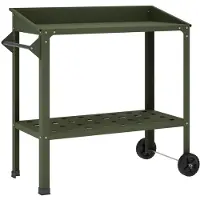 vidaXL Pottafel met wielen 96 x 50 x 89 cm Koudgewalst staal
