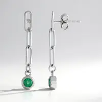 Cavill - Zilveren Oorbellen met Colombiaanse Smaragden - 925 Sterling Zilver Geplatineerd - Rond Geslepen Smaragd 0,8ct - Luxe Oorbellen Dames