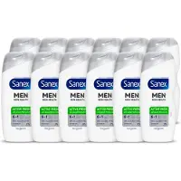Sanex 12 x – Douchegel – Men Active Fresh – 400 ml - Voordeelverpakking - 12 stuks