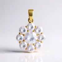 Cavill - Zilveren hanger 18K Goud verguld - 4,83 ct Maanblauwe kwarts - Rond geslepen Braziliaanse edelsteen - Elegant en chique sieraad