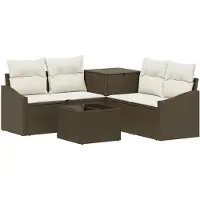vidaXL Bankstel 6 st Bruin en Crème Wit 55 x 55 x 37 cm