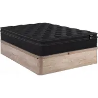 Vente-unique Set matras en lattenbodem 160 x 200 cm met opbergruimte in natuurlijk licht + hybride matras met pocketveren, geïntegreerde topper en zwarte tijk 30 cm dik - van YSMÉE GAMIANI