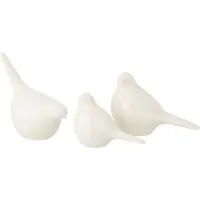 J-Line decoratie Vogel - porselein - wit - set van 3
