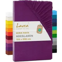 Lavea Hoeslaken Jersey Katoen Stretch 33cm Hoge Hoek - lila 120x200cm