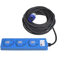 Pricenet CEE 3-weg Stekkerdoos - 20 Meter - 3 Stopcontacten - Verlengsnoer - Verlengkabel - 2xSchuko + 1x2-USB - Blauw