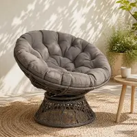 vidaXL Papasan Stoel Kussen VIANEN 100% Polyester Grijs Ø 100 x 12 cm