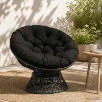 vidaXL Hangstoel Kussen VIANEN 100% Polyester Zwart Ø 80 x 12 cm