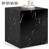 TecTake Vierkante Salontafel Lasley - 45 x 45 x 50 cm - Massieve Bijzettafel van MDF in Marmerlook - Zwart - Tafeltje voor bij de Bank of Woonkamer - Draagkracht 45kg