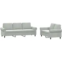vidaXL 2-delige Loungeset met kussens fluweel lichtgrijs