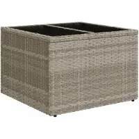 vidaXL Tuintafel met glazen blad, lichtgrijs, 55x55x37 cm, polyrotan
