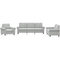 vidaXL 3-delige Loungeset met kussens fluweel lichtgrijs