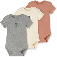 Schiesser Rompertje/body ' Double Rib ' sand / grijs gemêleerd / donkeroranje