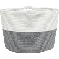 vidaXL Wasmand Ø 60x36 cm katoen grijs en wit