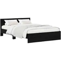 vidaXL Bedframe met Hoofdbord Zwart eiken 135 x 190 cm Bewerkt hout