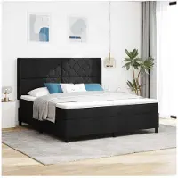 vidaXL LED boxspringbed met hoofdeinde, zwart, 180 x 200 cm, gestoffeerd
