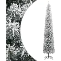 vidaXL Kunstkerstboom smal met standaard en sneeuw 300 cm PVC