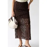 MixRay Hooggetailleerde Kanten Midi Rok