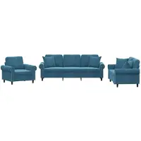 vidaXL 3-delige Loungeset met kussens fluweel blauw