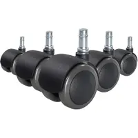 Hjh OFFICE 5x ROLO FIX 11mm/50mm Harde bodem - Bureaustoelwielen Zwart