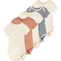 Schiesser Rompertje/body ' Fine Rib Multi ' sand / blauw / oranje / wit