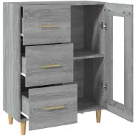 vidaXL Dressoir 69,5x34x90 cm bewerkt hout grijs sonoma eikenkleurig