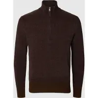 SELECTED MEN Hoge Rits Trui Heren Bruin XXL