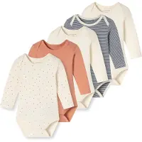 Schiesser Rompertje/body ' Fine Rib Multi ' sand / blauw / roestrood / wit