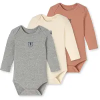 Schiesser Rompertje/body 'Double Rib' crème / grijs gemêleerd / donkeroranje