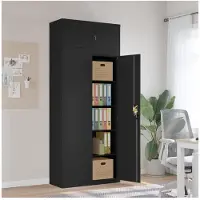 vidaXL Archiefkast 90x40x220 cm staal zwart